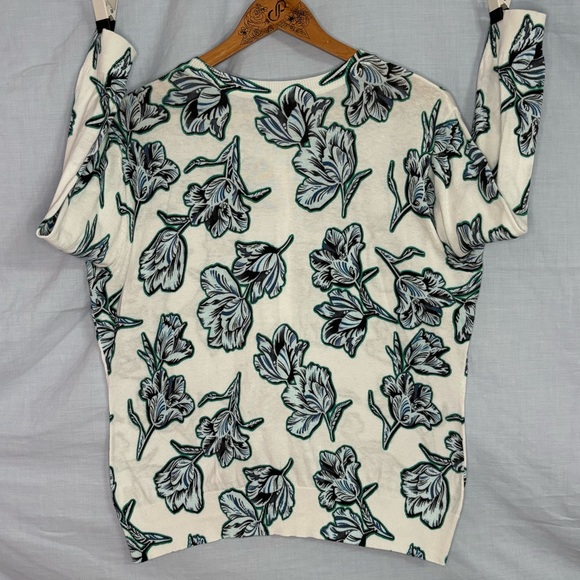 Halogen White with Blue and Green Floral Button Front Cardigan Sweater Size XL - Picture 8 of 16